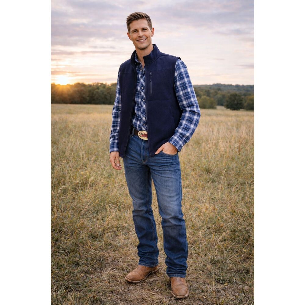 Ridgecut Navy Full Zip Vest Men’s Medium Workwear Fleece Sleeveless Jacket